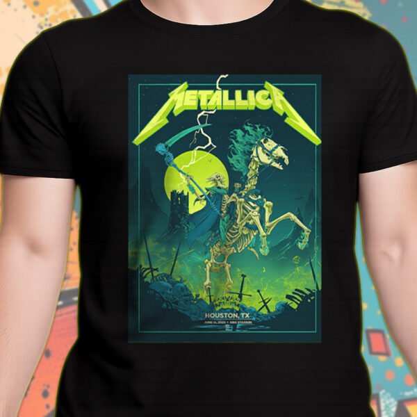 Metallica M72 Tour T-Shirt – June 14, 2025 – Houston, TX – NRG Stadium – Skeleton Horseman Art – Official Concert Merch - Image 5