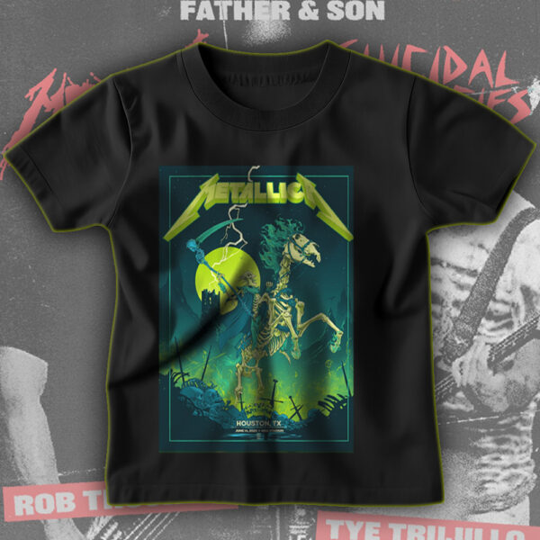 Metallica M72 Tour T-Shirt – June 14, 2025 – Houston, TX – NRG Stadium – Skeleton Horseman Art – Official Concert Merch