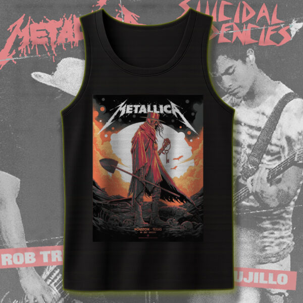 Metallica M72 World Tour Tank Top – June 14, 2025, Houston, TX – NRG Stadium, Grim Reaper Skeleton Design