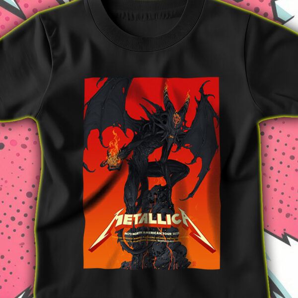 Metallica North American Tour T-shirt – M72 2025 – Fire Demon on Skull Mountain – Dark Tour Art Edition Hoodie, Sweatshirt, Long Sleeve, Tank Top - Image 2