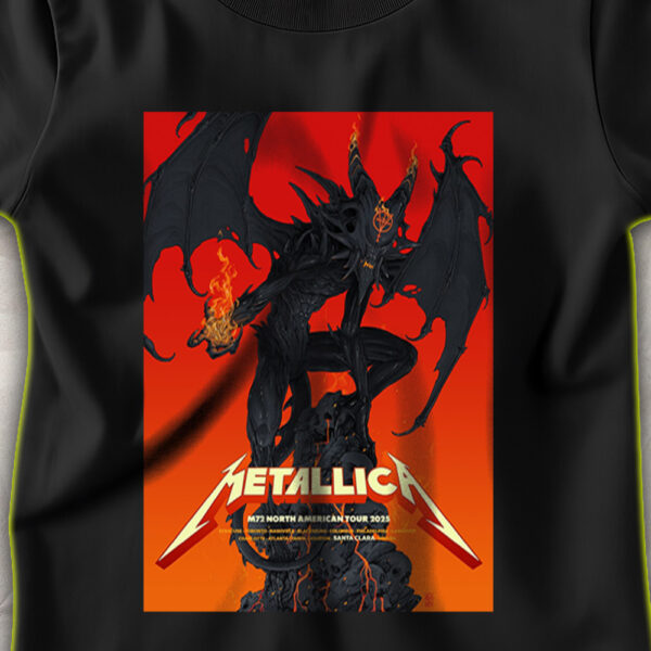 Metallica North American Tour T-shirt – M72 2025 – Fire Demon on Skull Mountain – Dark Tour Art Edition Hoodie, Sweatshirt, Long Sleeve, Tank Top - Image 3