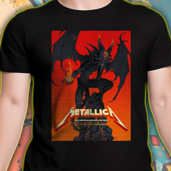 Metallica North American Tour T-shirt – M72 2025 – Fire Demon on Skull Mountain – Dark Tour Art Edition Hoodie, Sweatshirt, Long Sleeve, Tank Top - Image 5
