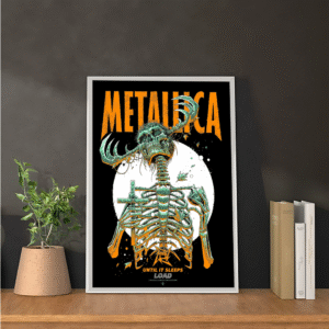 Metallica Poster – Until It Sleeps Skeleton Cross Art – Load Era Official Concert Wall Art – 2025 Tour Collectible