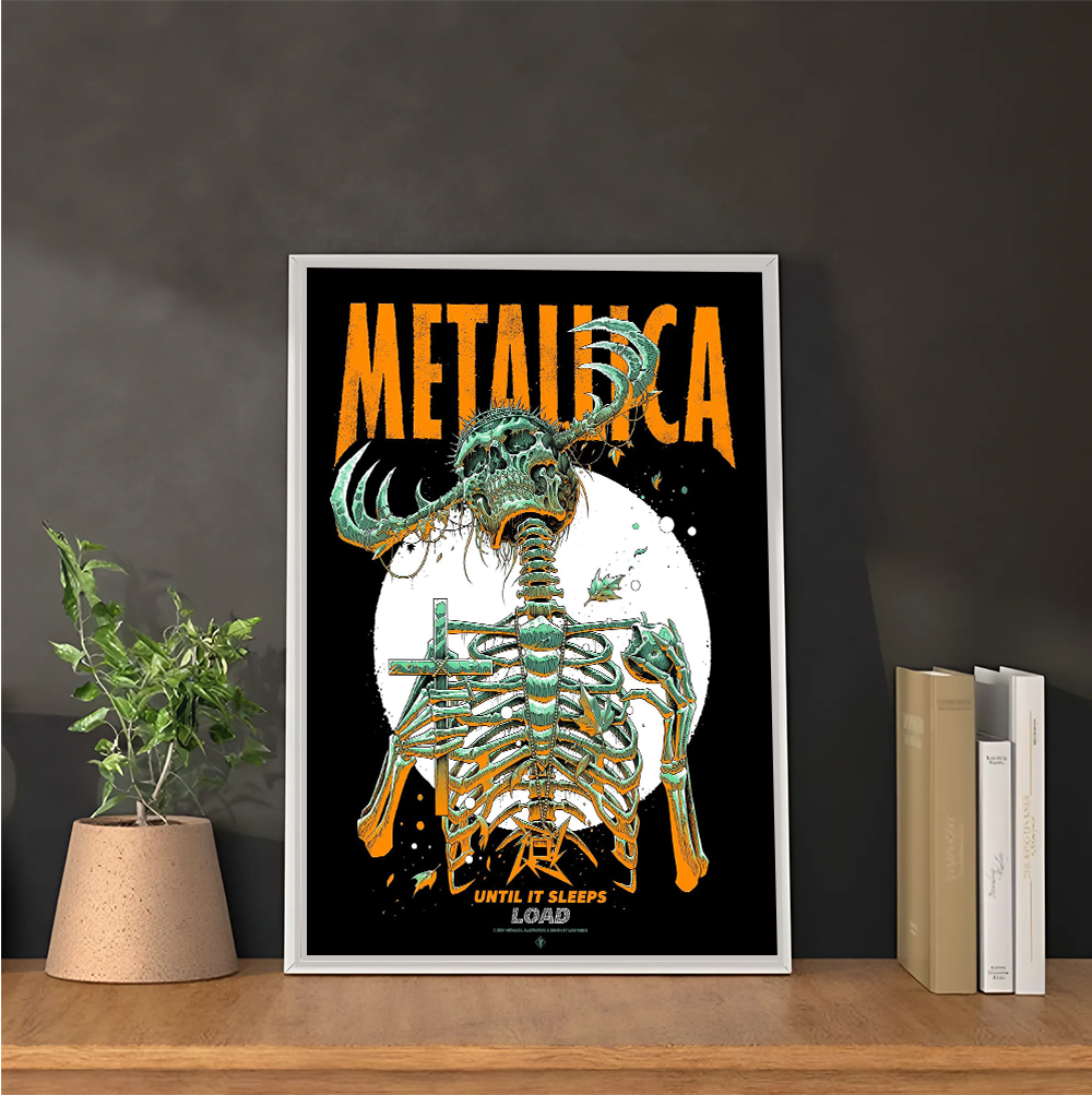 Metallica Poster – Until It Sleeps Skeleton Cross Art – Load Era Official Concert Wall Art – 2025 Tour Collectible