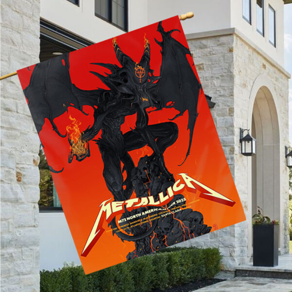 Metallica Tour Flag – 2025 M72 North American Cities – Fire Demon Skull Mountain Banner Collectible - Image 2