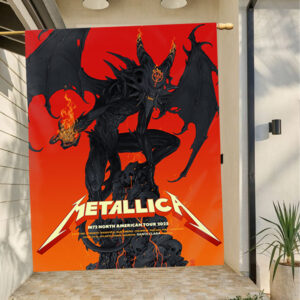 Metallica Tour Flag – 2025 M72 North American Cities – Fire Demon Skull Mountain Banner Collectible