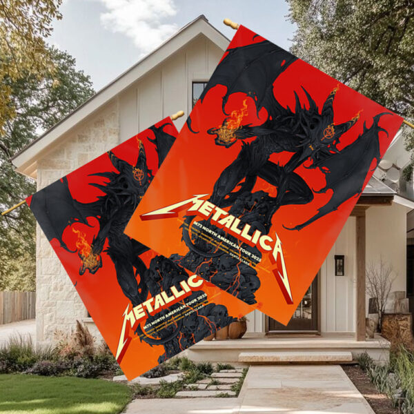 Metallica Tour Flag – 2025 M72 North American Cities – Fire Demon Skull Mountain Banner Collectible - Image 3