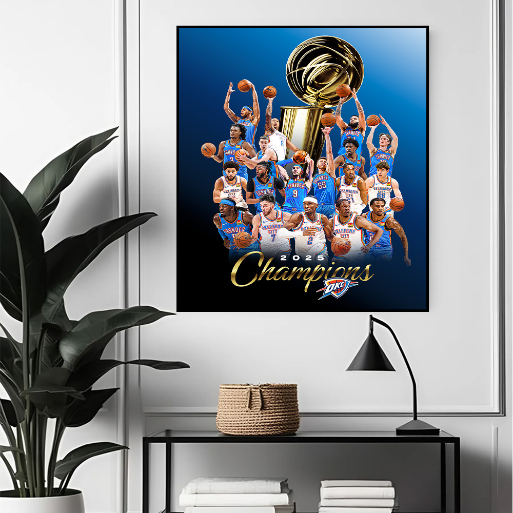 OKC Thunder 2025 NBA Champions Poster – Official Team Celebration Wall Art