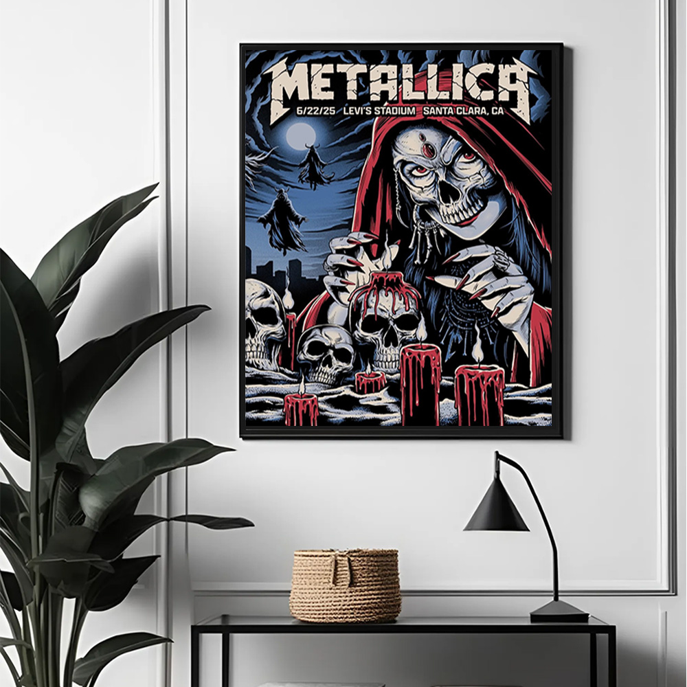 Santa Clara 2025 Metallica Wall Art – Grim Skull Tour Poster & Canvas Print from Levi’s Stadium Show