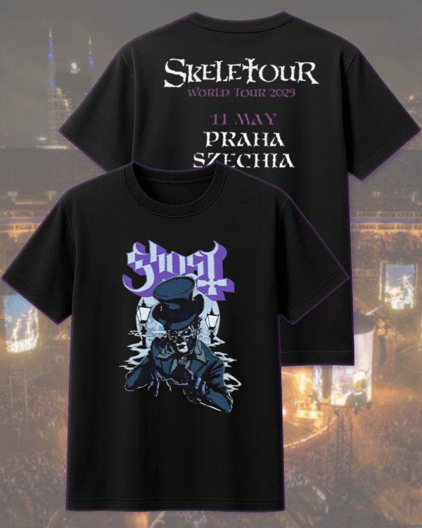 Ghost Skeletour World Tour 2025 – Two-Sided T-Shirt, Hoodie, Sweatshirt, Long Sleeve, Tank Top | Praha Czechia May 11 Exclusive Pop-Up Shop - Image 4