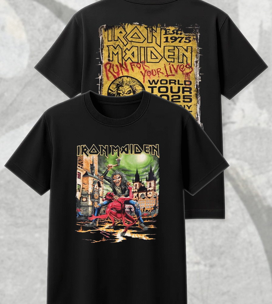 Iron Maiden Run For Your Lives World Tour 2025 – Prague May 31 Venue Tee – Two-Sided Eddie vs Devil Shirt, Hoodie, Long Sleeve, Tank Top