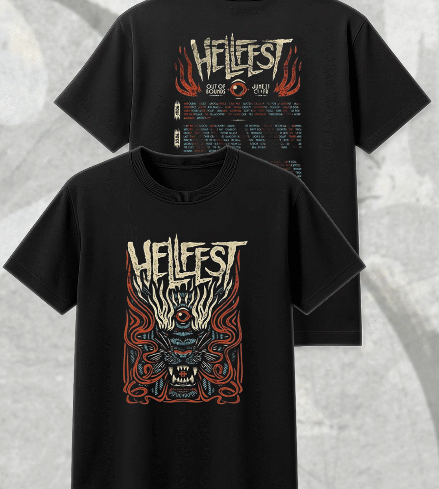 Hellfest 2025 Savage Tiger Shirt or Hoodie – Clisson France June 19–22 Lineup Two-Sided Tour Merch