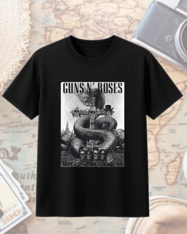 Guns N’ Roses Bangkok 2025 Black Poster T-Shirt / Hoodie / Long Sleeve / Sweatshirt / Tank Top – Thunderdome Stadium Thailand - Image 5