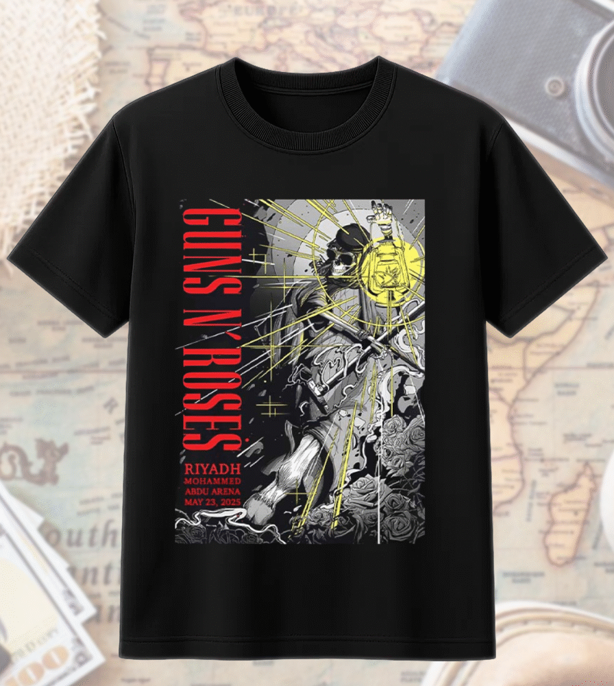 Guns N’ Roses Riyadh 2025 Tour T-Shirt / Hoodie / Long Sleeve / Sweatshirt / Tank Top – Abdu Arena, Mohammed Bin Salman Blvd – May 23