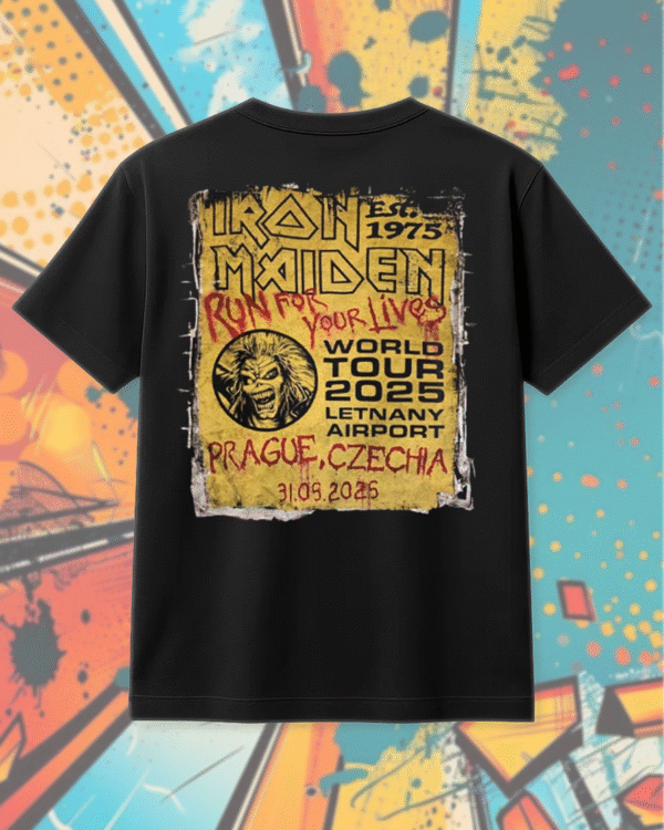 Iron Maiden Run For Your Lives World Tour 2025 – Prague May 31 Venue Tee – Two-Sided Eddie vs Devil Shirt, Hoodie, Long Sleeve, Tank Top - Image 3