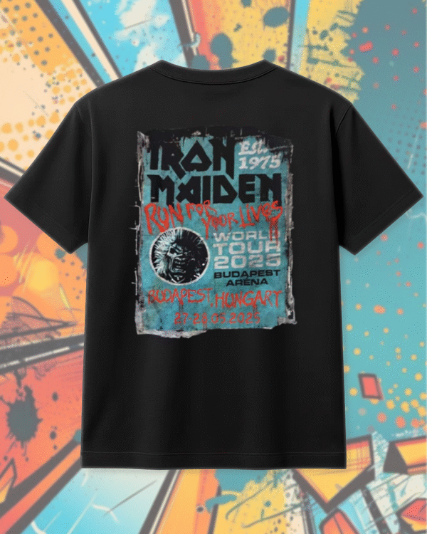 Iron Maiden Run For Your Lives World Tour 2025 Budapest T-Shirt, Hoodie, Long Sleeve, Sweatshirt & Tank Top – Two-Sided Merch (May 27–28 | Budapest Arena) - Image 3