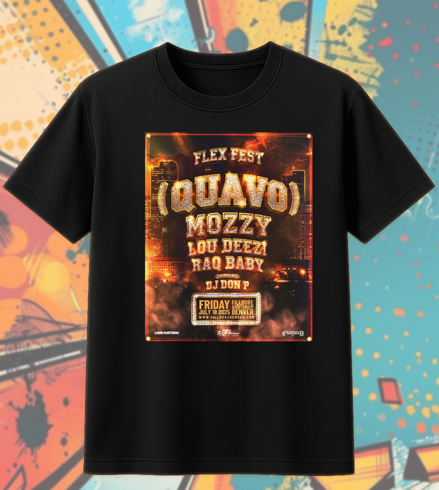 Flex Fest 2025 T-Shirt – Quavo Mozzy Concert Tee, July 18 Denver Show