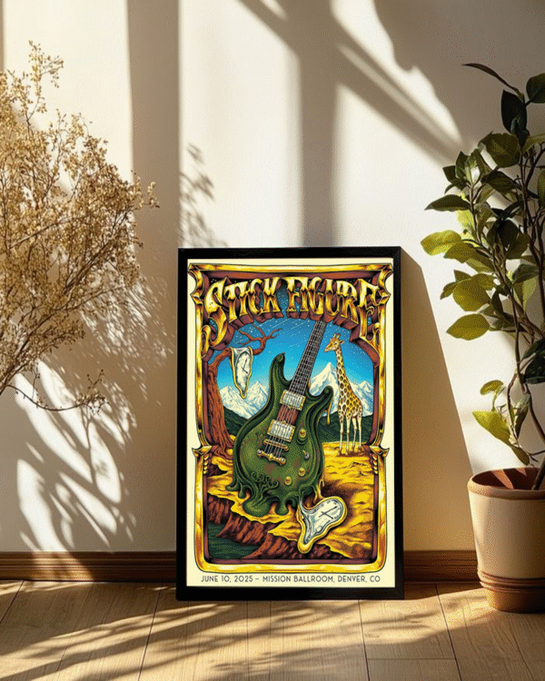 Stick Figure Denver 2025 Poster – June 10 Mission Ballroom Night 1 Dripping Guitar Canvas Print