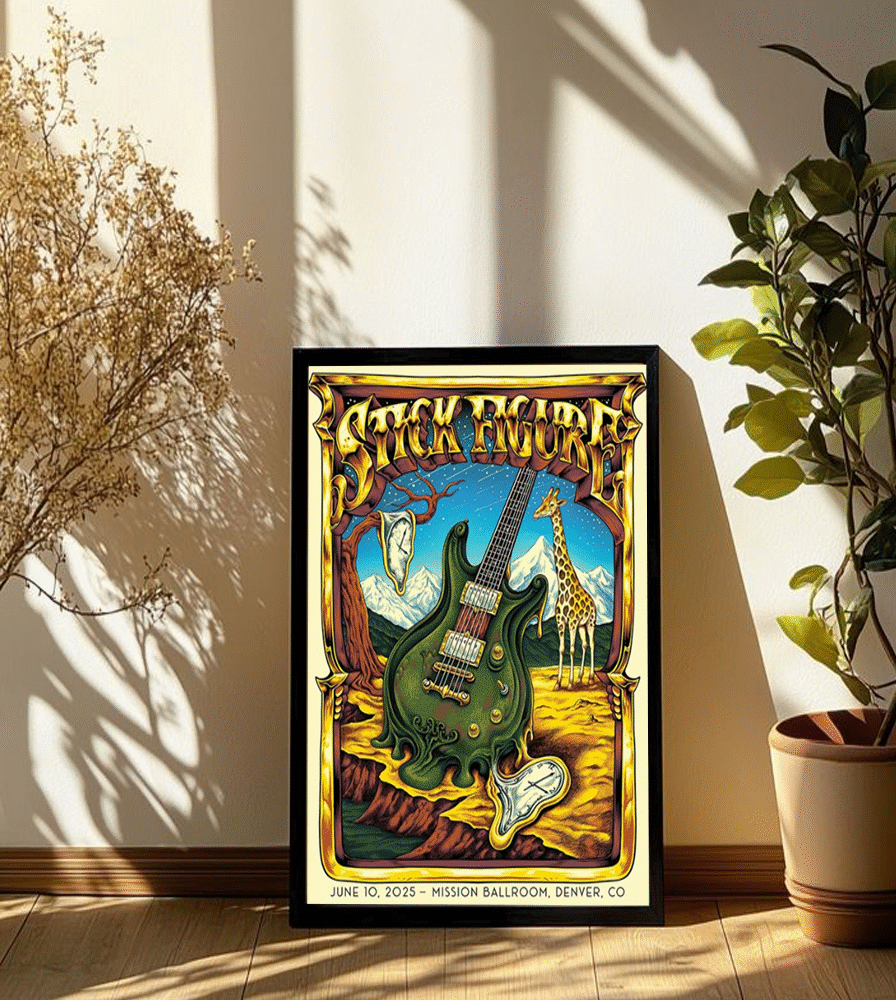 Stick Figure Denver 2025 Poster – June 10 Mission Ballroom Night 1 Dripping Guitar Canvas Print