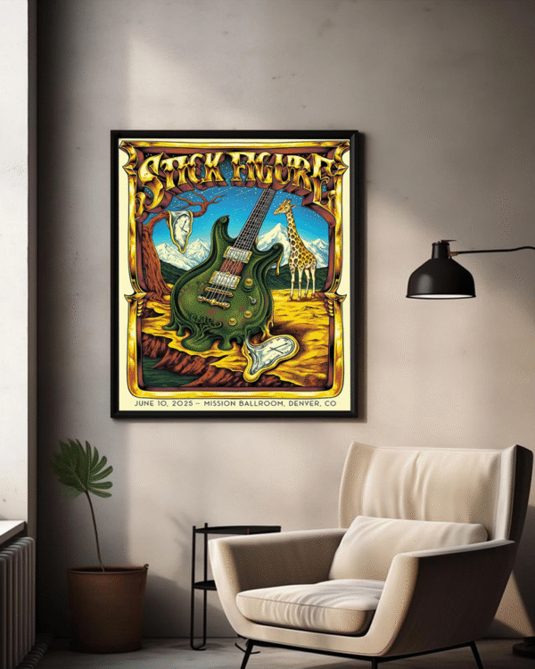 Stick Figure Denver 2025 Poster – June 10 Mission Ballroom Night 1 Dripping Guitar Canvas Print
