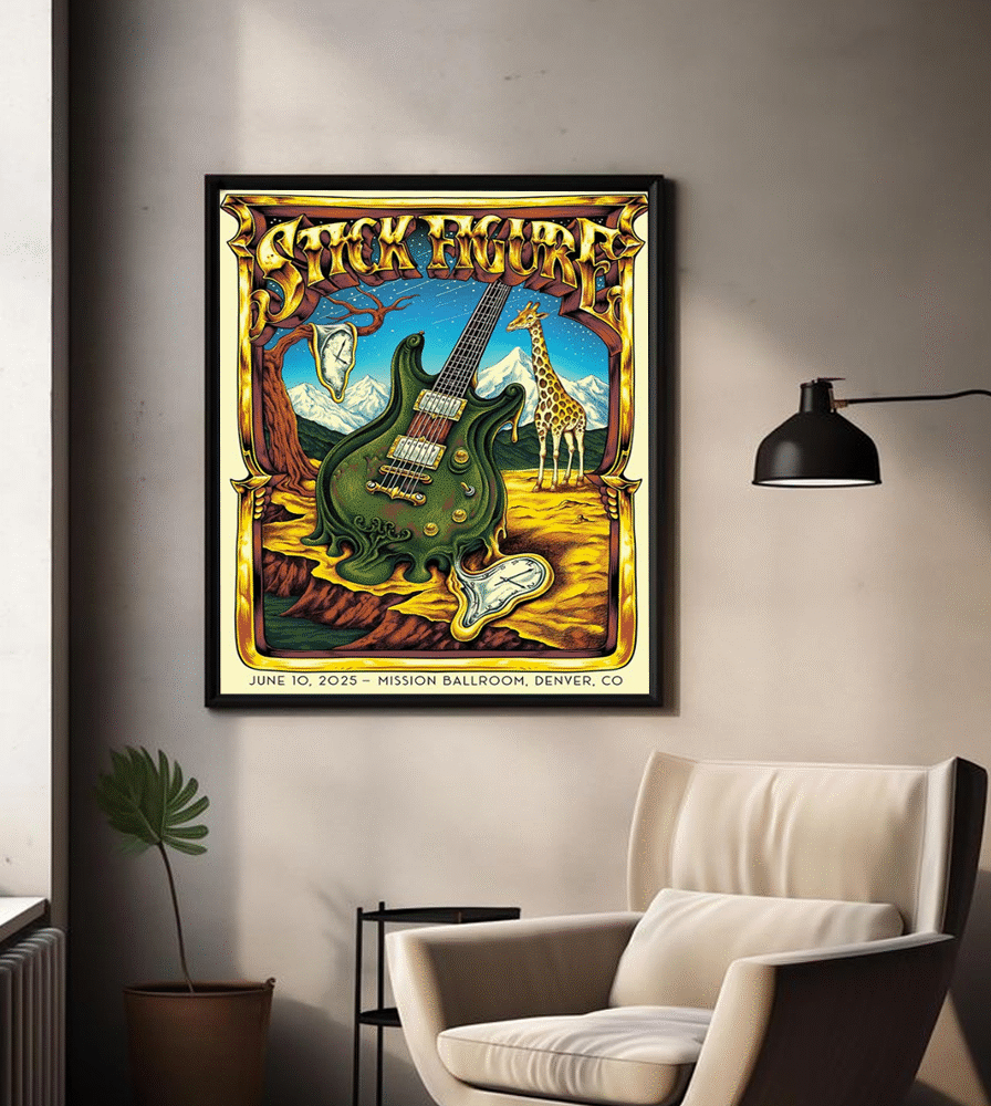 Stick Figure Denver 2025 Poster – June 10 Mission Ballroom Night 1 Dripping Guitar Canvas Print
