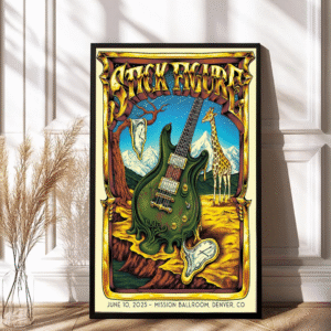 Stick Figure Denver 2025 Poster – June 10 Mission Ballroom Night 1 Dripping Guitar Canvas Print