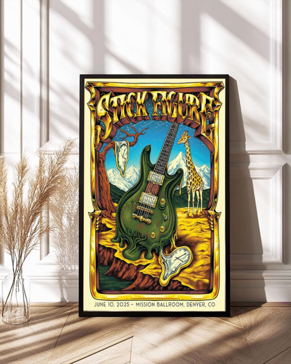 Stick Figure Denver 2025 Poster – June 10 Mission Ballroom Night 1 Dripping Guitar Canvas Print