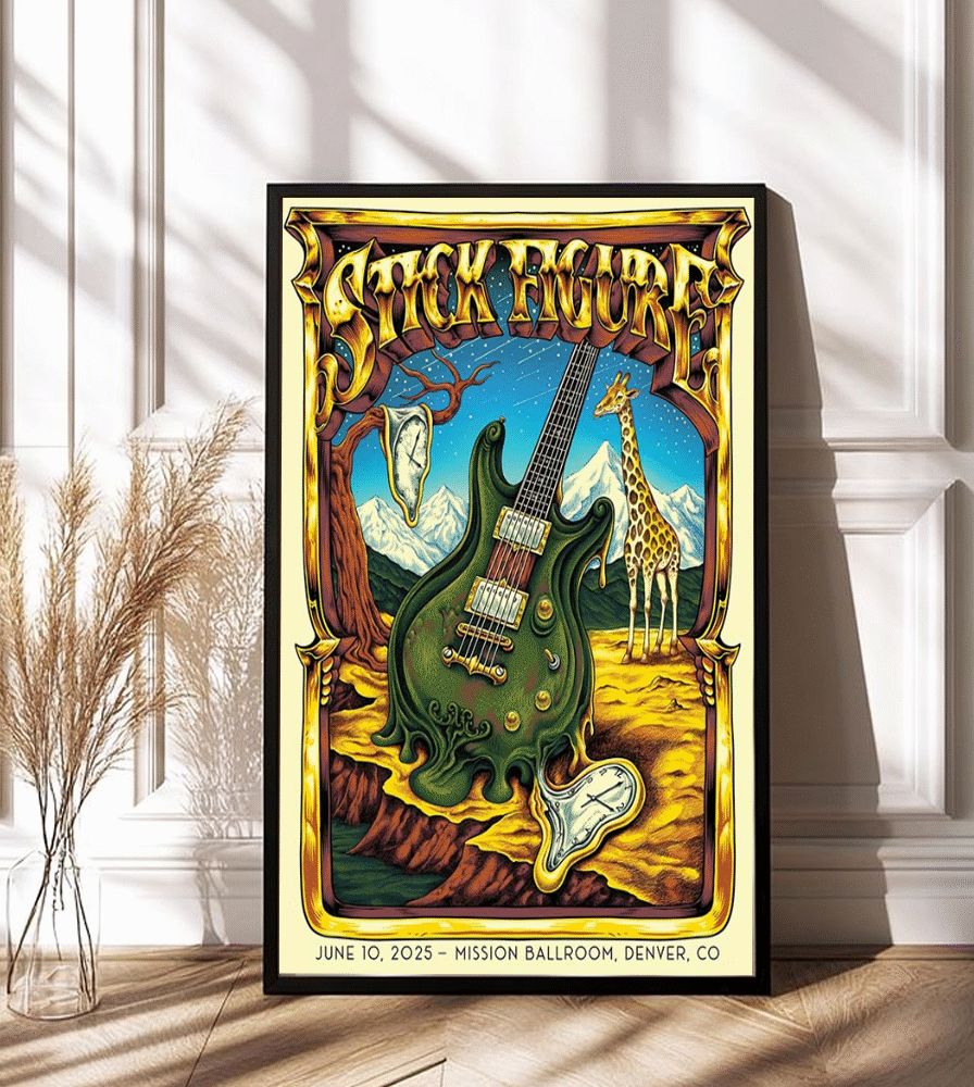 Stick Figure Denver 2025 Poster – June 10 Mission Ballroom Night 1 Dripping Guitar Canvas Print
