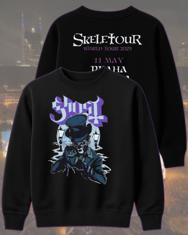 Ghost Skeletour World Tour 2025 – Two-Sided T-Shirt, Hoodie, Sweatshirt, Long Sleeve, Tank Top | Praha Czechia May 11 Exclusive Pop-Up Shop - Image 7