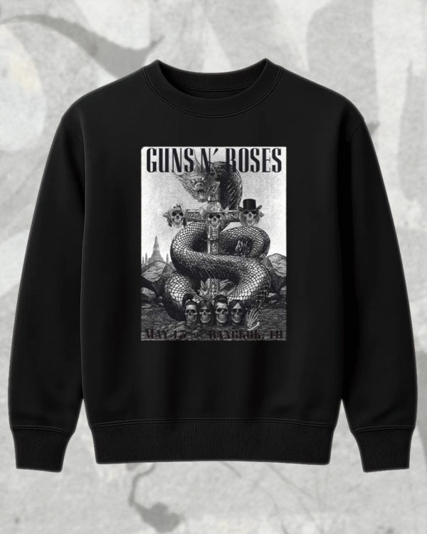 Guns N’ Roses Bangkok 2025 Black Poster T-Shirt / Hoodie / Long Sleeve / Sweatshirt / Tank Top – Thunderdome Stadium Thailand - Image 7