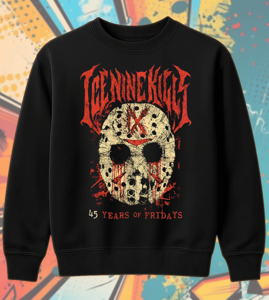 Ice Nine Kills x Jason Voorhees 45 Years of Fear Sweater – Friday the 13th Horror Tribute