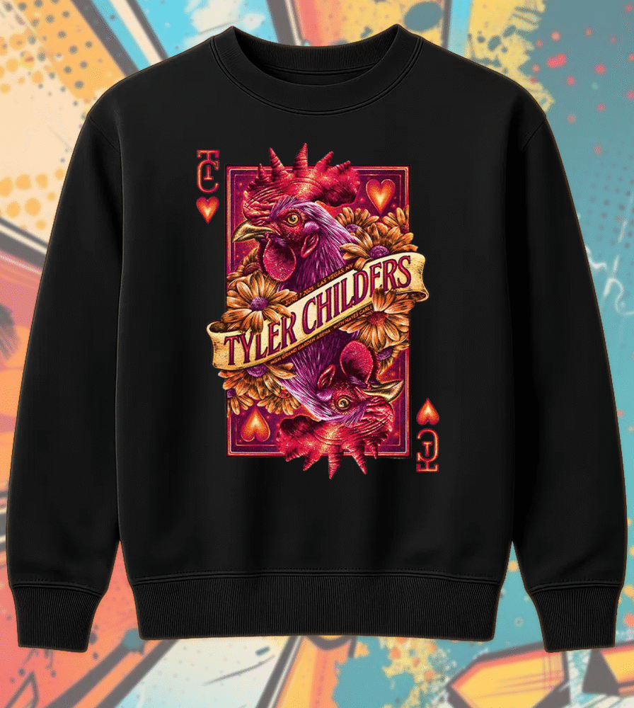 Tyler Childers Las Vegas 2025 Sweater – MGM Grand Concert Poster “Cock” Playing Card Art