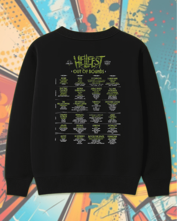 Hellfest 2025 Out Of Bounds Warzone Zombie Lineup T-Shirt, Hoodie, Long Sleeve, Sweatshirt & Tank Top – Two-Sided Festival Merch (Clisson, France | June 19–22) - Image 3
