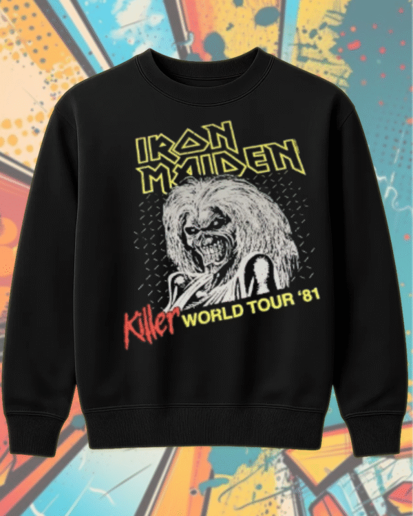 Iron Maiden Killer World Tour 1981 Tie Dye – T-Shirt, Sweatshirt, Long Sleeve, Tank Top & Hoodie (S–5XL) | Vintage Classic Rock Merch - Image 9