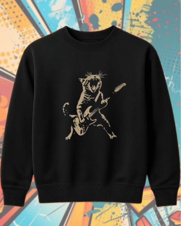 Rock Cat Playing Guitar Shirt – Funny Guitar Cat Tee, Hoodie, Tank Top, Sweatshirt, Long Sleeve | Cat Mom & Dad Gift