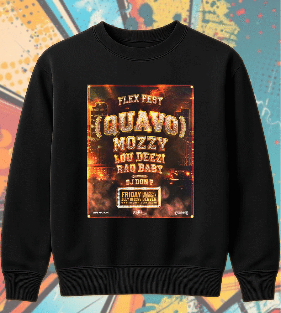 Flex Fest 2025 T-Shirt – Quavo Mozzy Concert Tee, July 18 Denver Show
