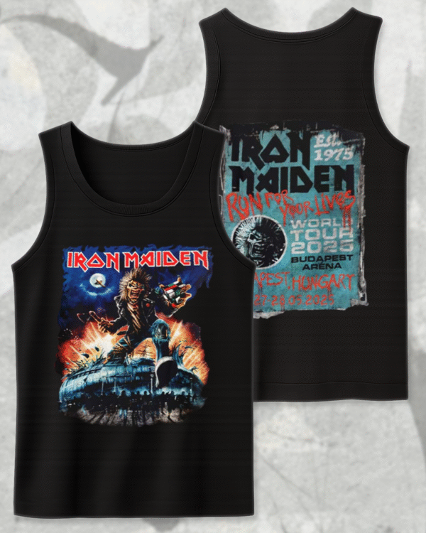 Iron Maiden Run For Your Lives World Tour 2025 Budapest T-Shirt, Hoodie, Long Sleeve, Sweatshirt & Tank Top – Two-Sided Merch (May 27–28 | Budapest Arena) - Image 9