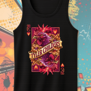 Tyler Childers Las Vegas 2025 Concert Tank Top – The Cock Card Poster Art at MGM Grand Garden Arena