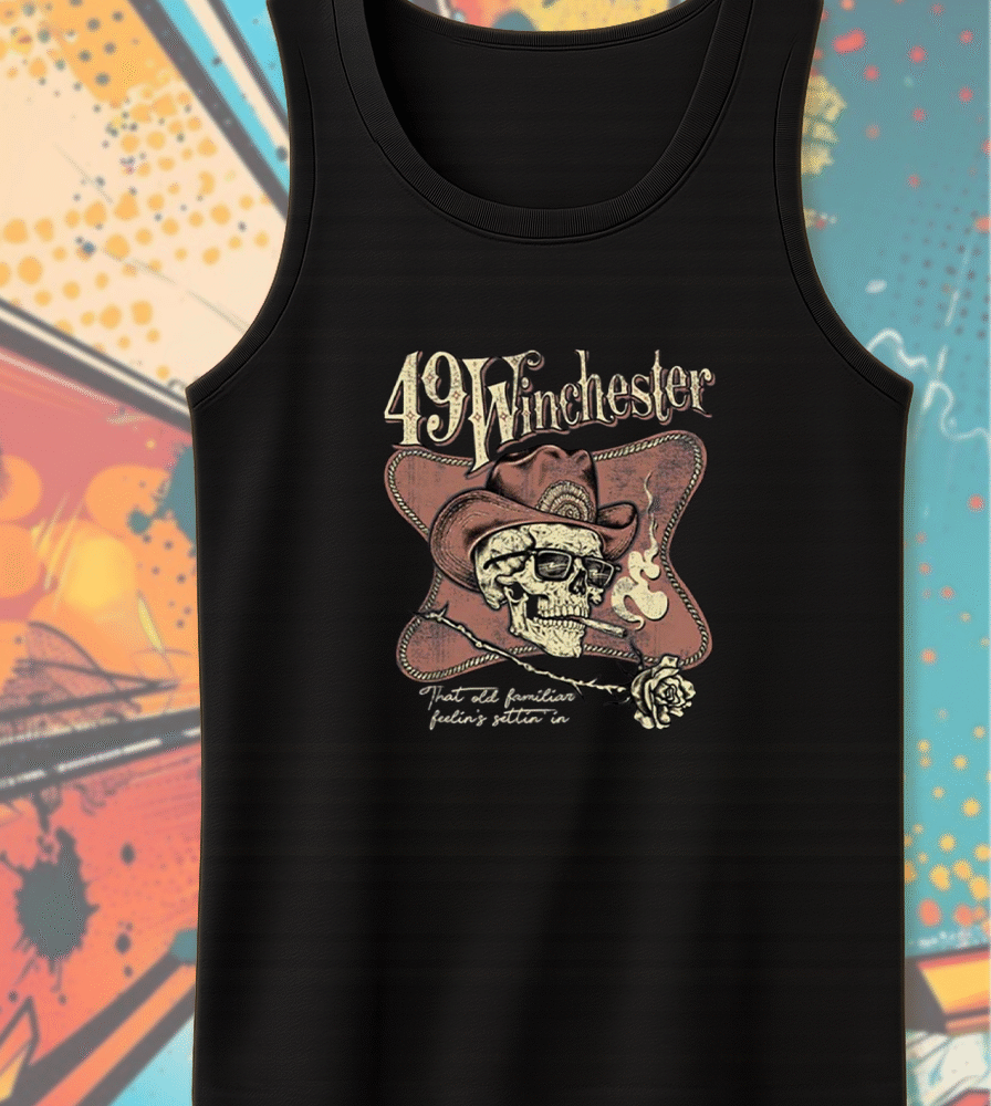 49 Winchester Tulsa 2025 Skull & Rose Tour Shirt or Hoodie – That Old Familiar Feelin’s Settin’ In