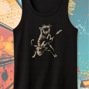 Rock Cat Playing Guitar Shirt – Funny Guitar Cat Tee, Hoodie, Tank Top, Sweatshirt, Long Sleeve | Cat Mom & Dad Gift