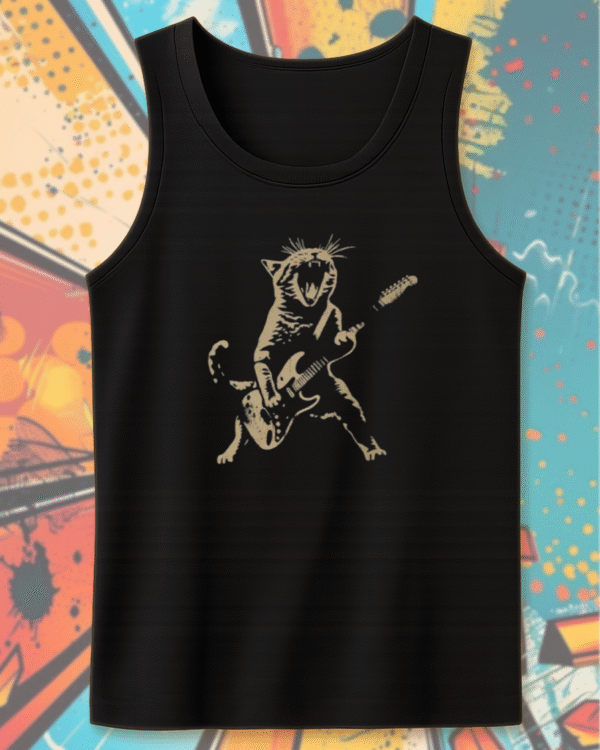 Rock Cat Playing Guitar Shirt – Funny Guitar Cat Tee, Hoodie, Tank Top, Sweatshirt, Long Sleeve | Cat Mom & Dad Gift