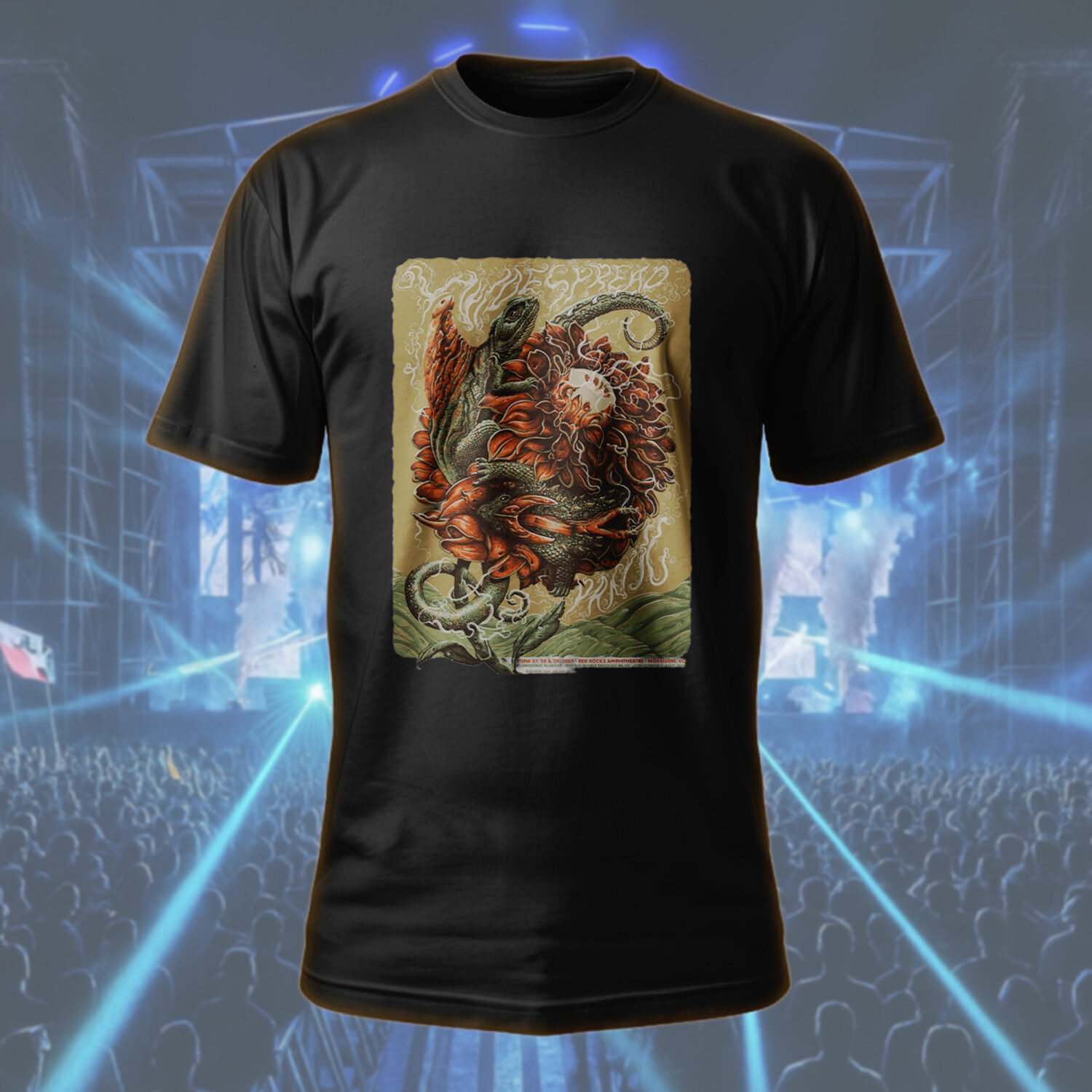 Widespread Panic Red Rocks 2025 T-Shirt – Conscious Alliance x Neal Williams Concert Edition