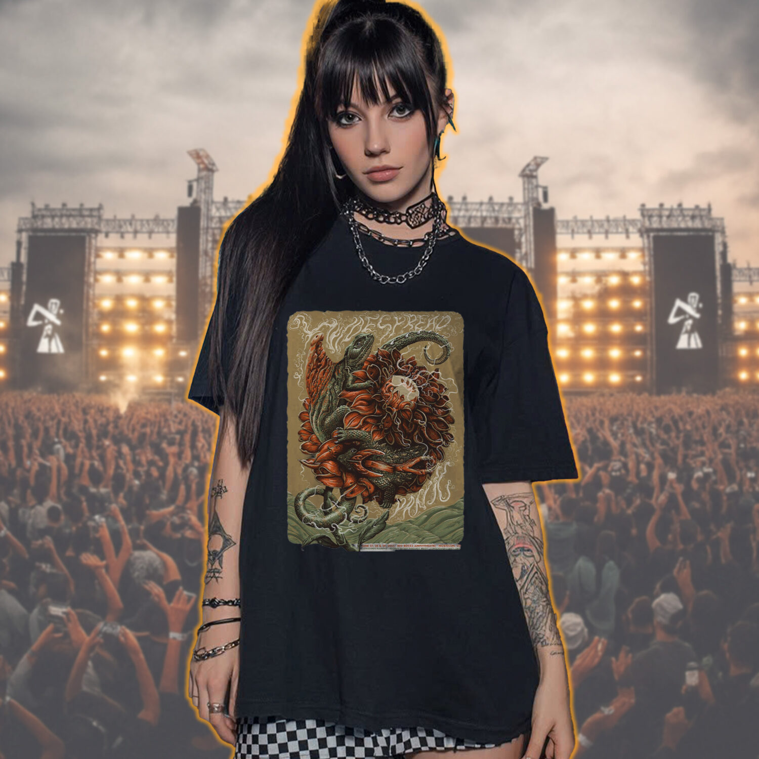 Widespread Panic Red Rocks 2025 T-Shirt – Conscious Alliance x Neal Williams Concert Edition - Image 3
