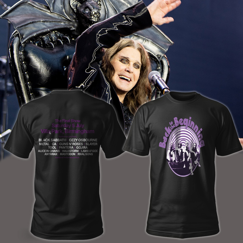 Black Sabbath Back to the Beginning Tribute Tour Two-Sided T-shirt– Ozzy Osbourne Final Show 2025 Birmingham Villa Park Tee