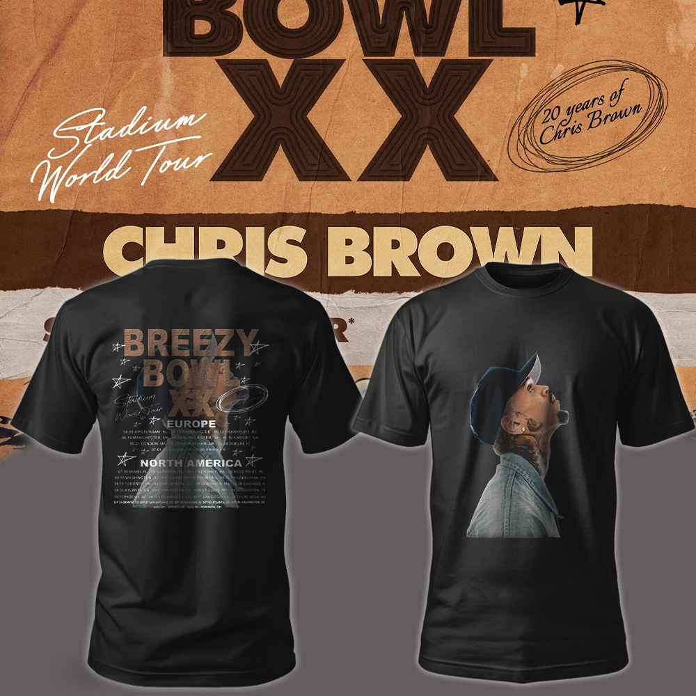 Chris Brown Breezy Bowl XX Tour 2025 T-Shirt – Double-Sided Concert Shirt with Tour Dates