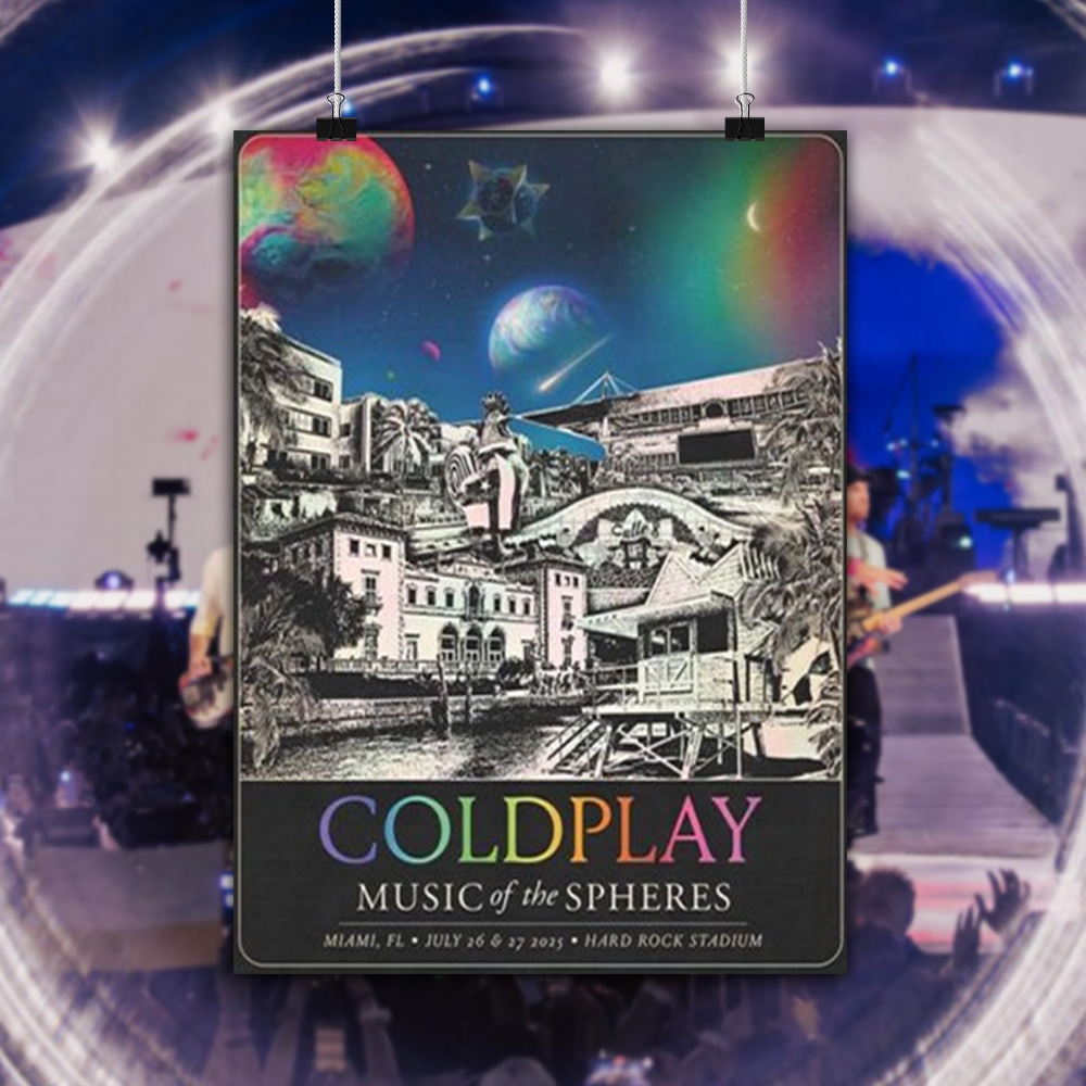 Coldplay Music of the Spheres World Tour 2025 – July 26 & 27, Miami, Florida – Hard Rock Stadium – Cosmic Florida Edition Poster Canvas Wall Art
