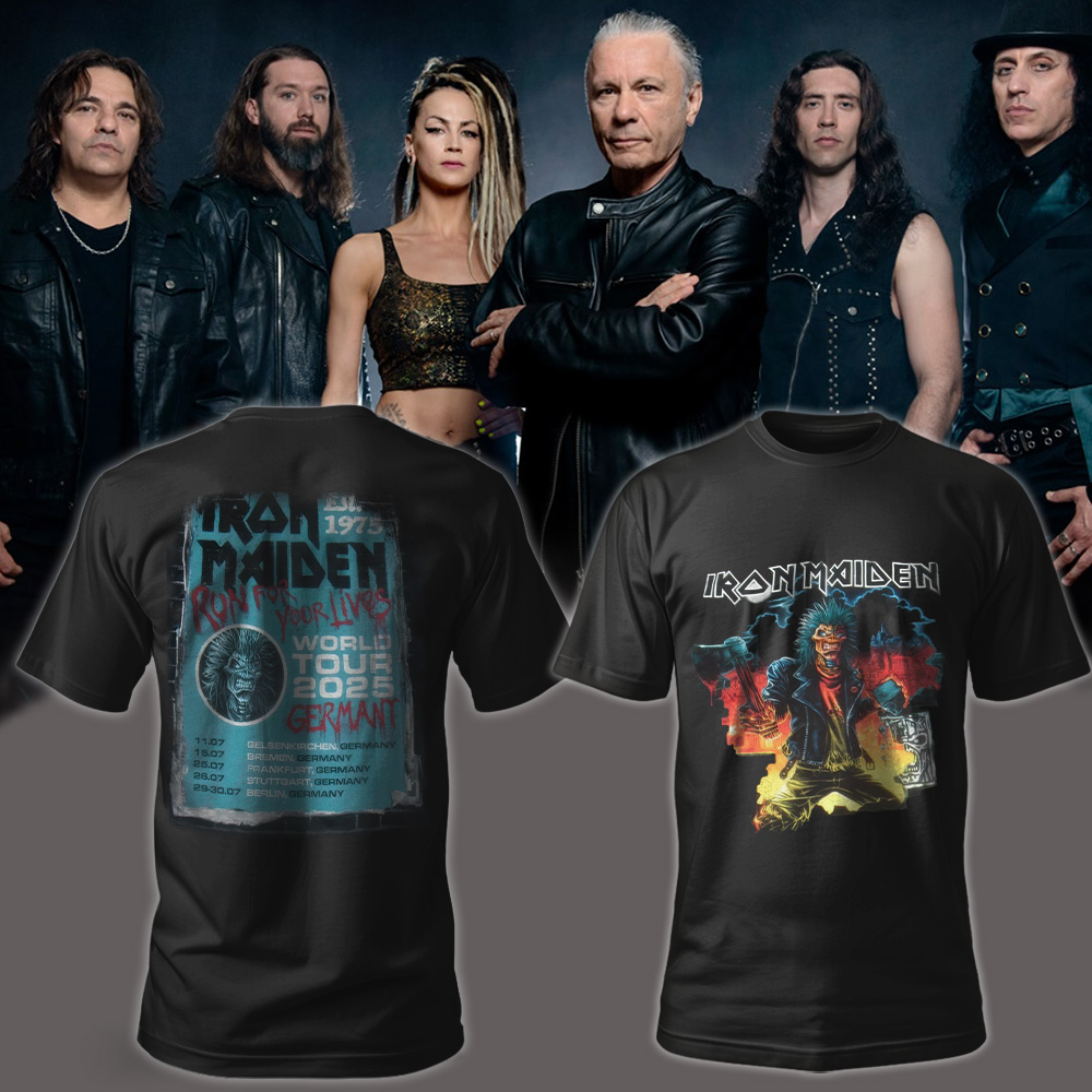 Iron Maiden Run For Your Lives World Tour 2025 – July 11–30 – Germany Tour (Gelsenkirchen, Bremen, Frankfurt, Stuttgart, Berlin) – Eddie Axe Artwork – Two-Sided Unisex T-Shirt