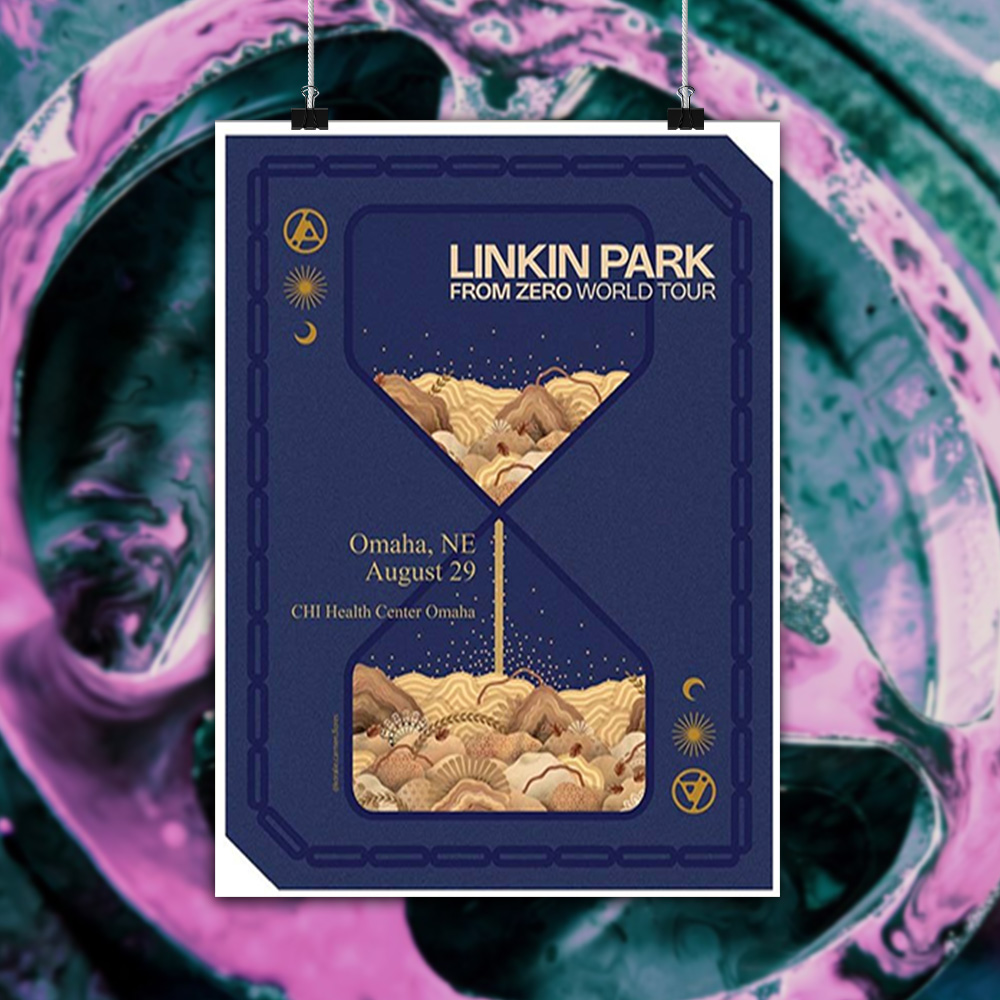 Linkin Park From Zero World Tour 2025 – August 29, Omaha, Nebraska – CHI Health Center – Hourglass Edition Poster Canvas Wall Art