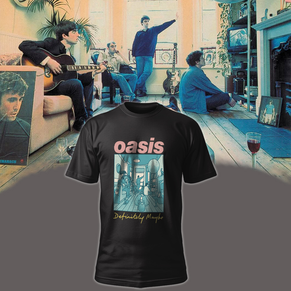 Oasis Definitely Maybe Illustration T-Shirt – Official Reunion Tour Edition Graphic Tee for Fans