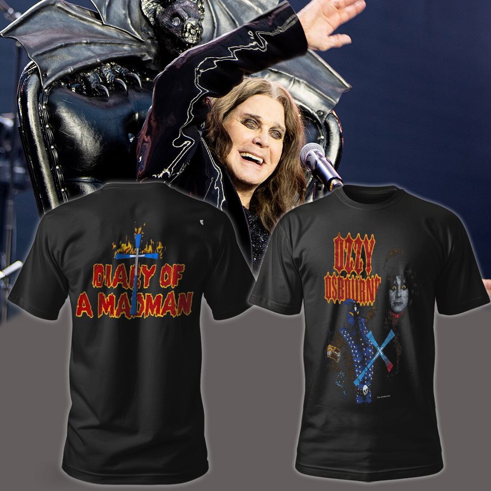 Ozzy Osbourne Diary of a Madman 1982 Tour Two-Sided T-shirt – Vintage Style Two-Sided Heavy Metal Album Tee